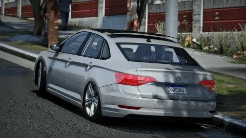 Jetta R-Line 2021 sedan with sunroof parked in a FiveM city street — view 2