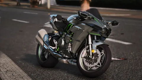 Kawasaki Ninja H2 FiveM motorcycle in a supercharged green finish