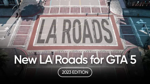 LA Roads Remastered high-resolution asphalt across a Los Santos highway — FiveM mod