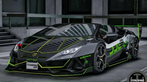 Lamborghini Huracan Prior widebody FiveM add-on supercar at night