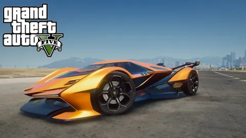 Lamborghini V12 Vision GT concept supercar in a FiveM city — view 2