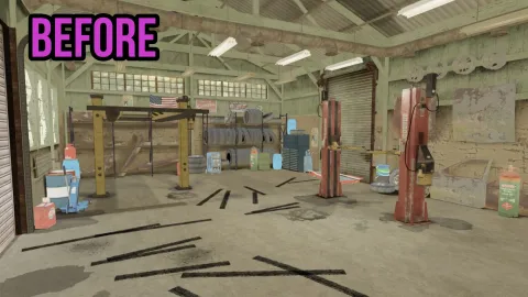 Liftless Hayes Auto MLO floor-level mechanic garage in FiveM — view 2