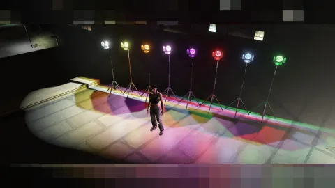 Lights and Lamps prop pack placed along a FiveM street