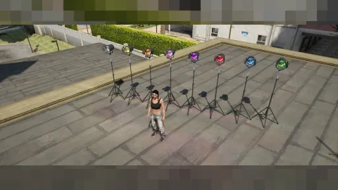 Lights and Lamps prop pack placed along a FiveM street — view 2