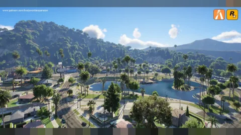 Lively World Expansion adding dense props and vegetation to a FiveM landscape