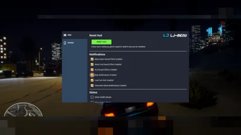Lj custom HUD status bars and speedometer in FiveM