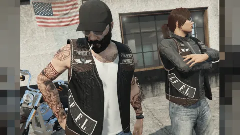 Lost MC clothes shown on a FiveM biker gang character model