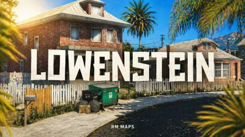 Lowenstein hood mlo street block with apartments, alleys, and graffiti — FiveM MLO