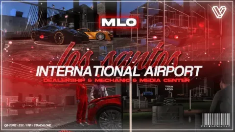 Luxury dealership showroom with display cars and workshop in FiveM