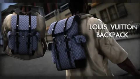 LV backpack on the back of a FiveM MP Male character