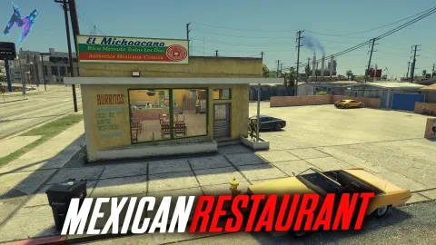 Mexican Restaurant MLO dining floor with bar and patio seating — FiveM MLO