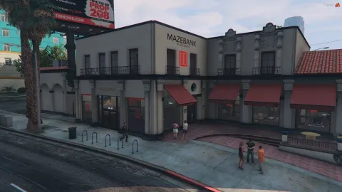 Maze Bank MLO shown in a FiveM roleplay server