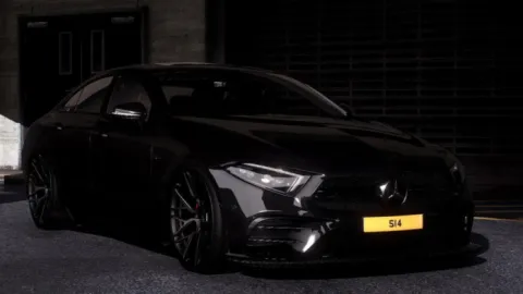 Mercedes CLS 53 AMG Black Edition FiveM add-on car parked at night