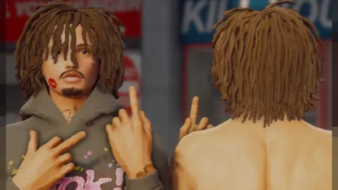 Messy locs hair on a FiveM MP Male character