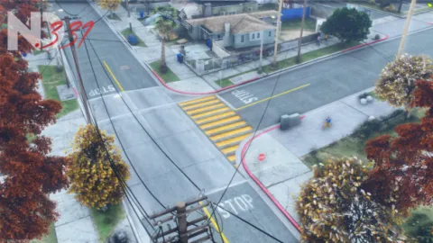 Miami roads retextured asphalt and sidewalks in a FiveM city