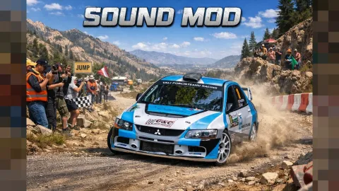 Mitsubishi Lancer Evo IX Gr. N rally car on a FiveM gravel road