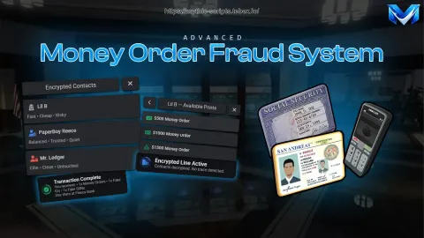 Money order fraud FiveM crime script interface preview