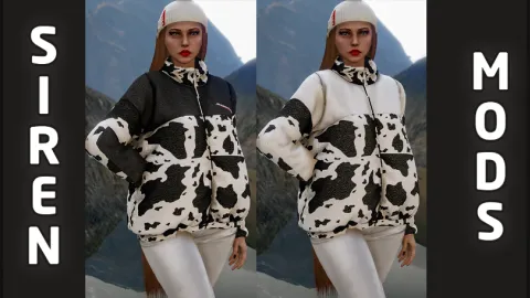 moo jacket cow-print outer layer on an MP Female character — FiveM EUP clothing