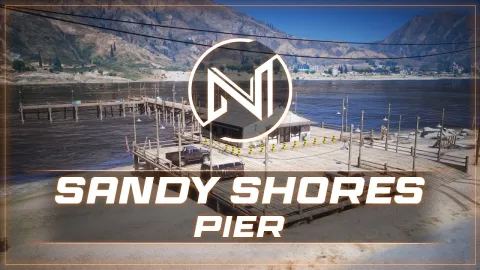 Sandy Shores Pier MLO waterfront boardwalk in FiveM
