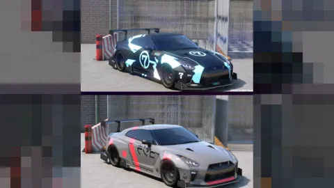 GTR Se7en widebody tuner car in a FiveM drift scene