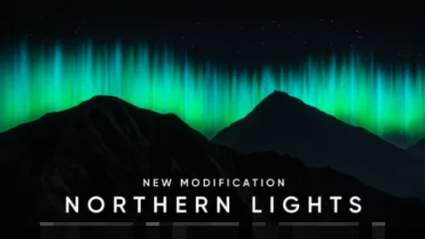 Northern lights aurora glowing over the FiveM night sky