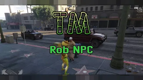 FiveM NPC robbery holding up a pedestrian on the street