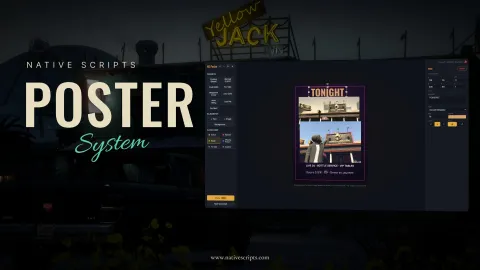 Poster system editor placing an interactive poster prop in FiveM