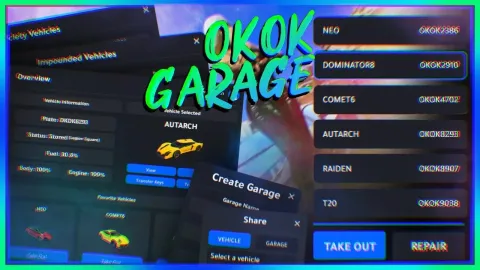 okok Garage - garage and vehicle script for FiveM GTA 5 roleplay