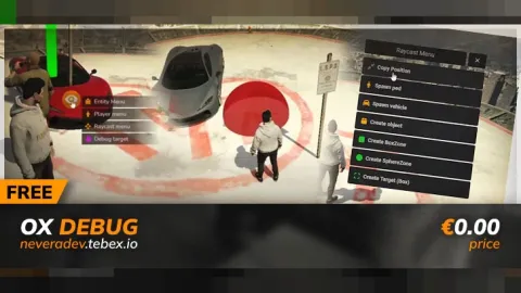FiveM OX debug menu showing entity and player management options