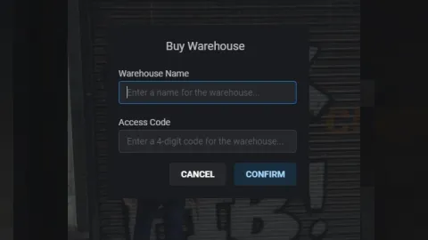 OX warehouse storage system stash interface open in FiveM