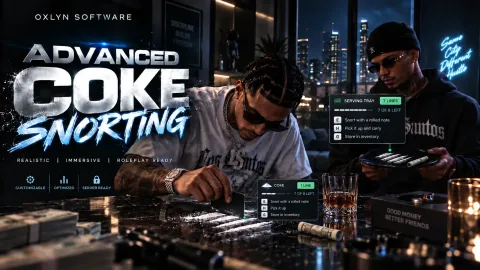 Oxlyn Advanced Coke Snorting - drugs script for FiveM GTA 5 roleplay