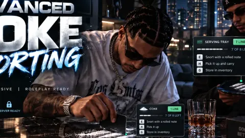 Oxlyn Advanced Coke Snorting in-game UI - FiveM drugs script