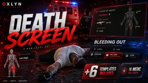 Oxlyn Advanced Death Screen System - EMS and medical script for FiveM GTA 5 roleplay