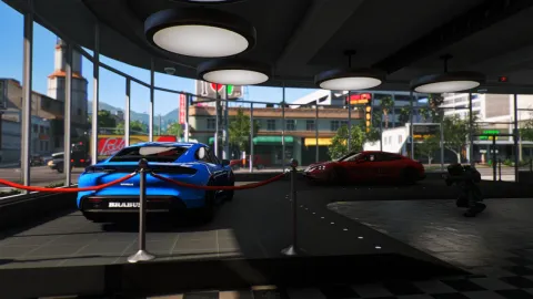 Patoche car dealer MLO showroom with display bays and sales desks in FiveM — view 2