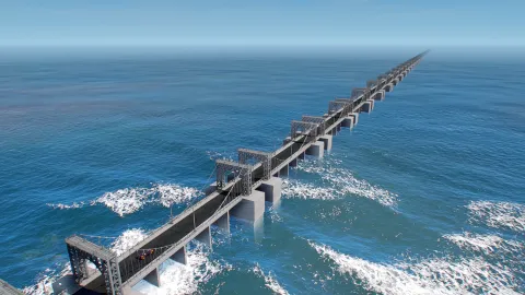 Custom bridge MLO spanning terrain in FiveM