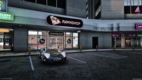 Pawn shop MLO storefront with counter and shelves in FiveM