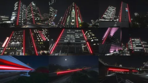PCMR Architecure Cyber Neons Red - client-side mod for FiveM GTA 5 roleplay