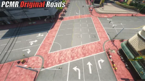PCMR HQ Roads HD asphalt textures on a FiveM Los Santos street