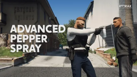 Pepper Spray FiveM police tool — pepper spray blinding effect on a suspect