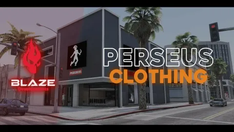 Perseus Clothing MLO interior for FiveM shown from inside the upmarket clothing store