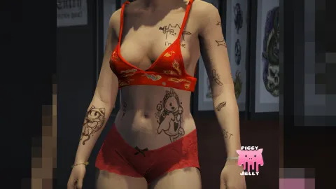 Piggy tattoos pack designs inked on a FiveM character