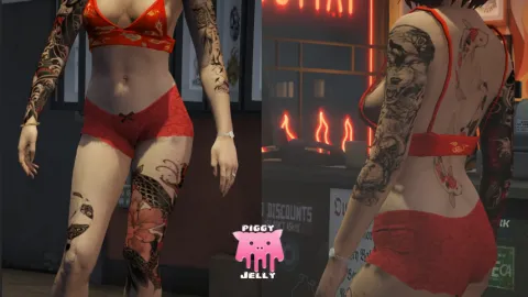 Piggy tattoos pack designs inked on a FiveM character — view 2