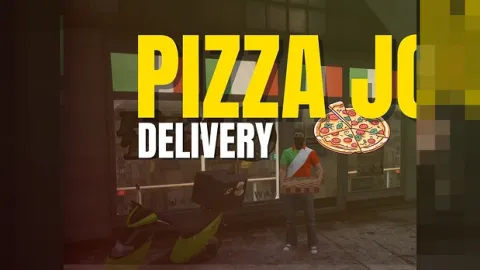 Pizza delivery job player dropping an order in FiveM