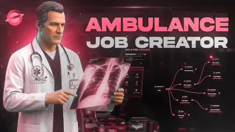 Pluto Ambulance Job gameplay — EMS treatment and stretcher transport in-game