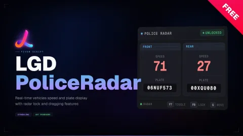 Police radar HUD overlay showing speed and plate on screen in FiveM