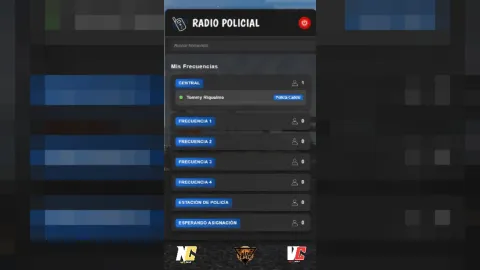 Police radio script channel interface on a FiveM officer