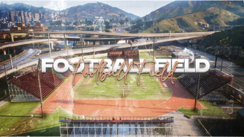 Football field MLO with green pitch, goals, and stands in FiveM