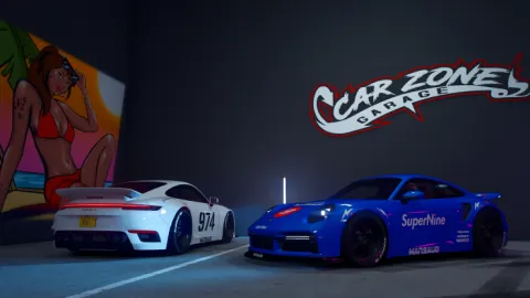 Porsche 911 Mansaug 992 widebody Turbo S add-on for FiveM at night