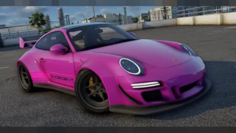 Porsche 997 FiveM add-on sports coupe parked on a coastal road
