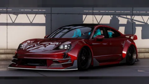Porsche Taycan FiveM add-on electric car parked in Los Santos